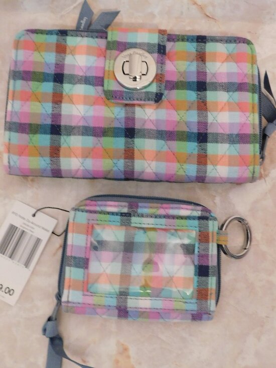 Vera Bradley Handbags - Vera Bradley Zip Around Wallet & Petite Zip Around Wallet NEW RFID Gingham Plaid
